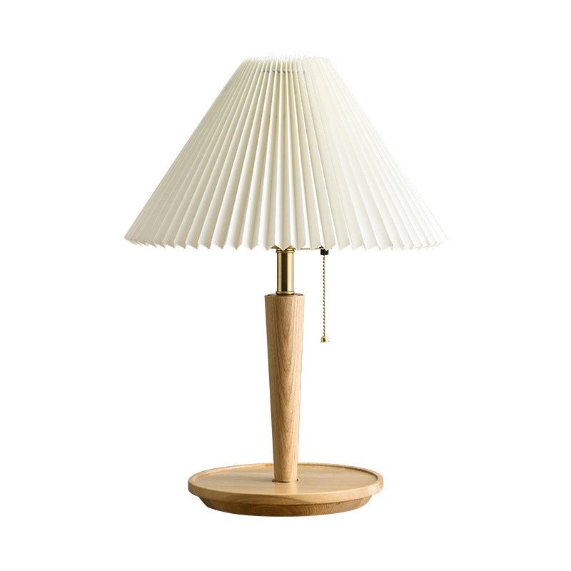 Vintage geplooid houten tafellamp