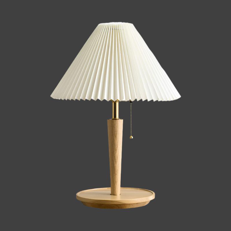 Vintage geplooid houten tafellamp